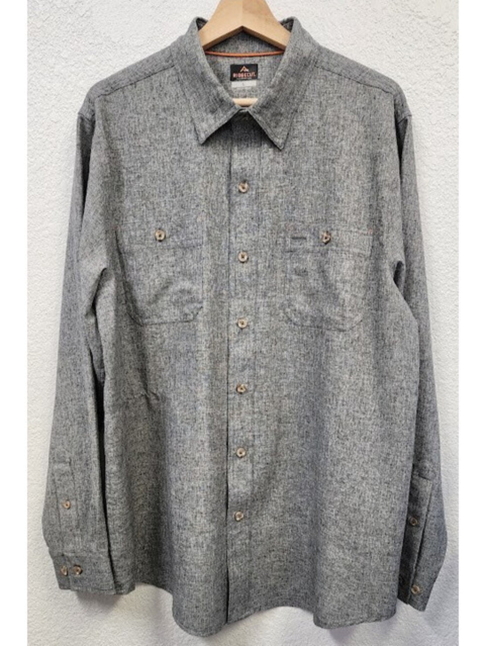 Ridgecut Toughwear Heathered Gray Orange Long Sleeve Button Lightweight Shirt L